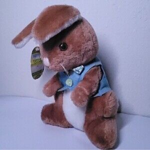 Vintage 1974 DAKIN Easter Bunny Rabbit BRAMBLES Plush Blue Vest Bow Tie 14"